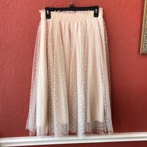 Cream colored polka dot skirt